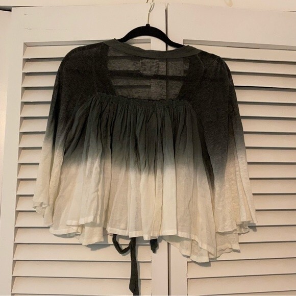 Ryu Linen Blend Ombre Lightweight Flowy Boho Hippie Tie Front Top size Medium - Picture 10 of 11